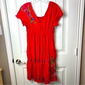 Red JW Los Angeles Embroidered Dress